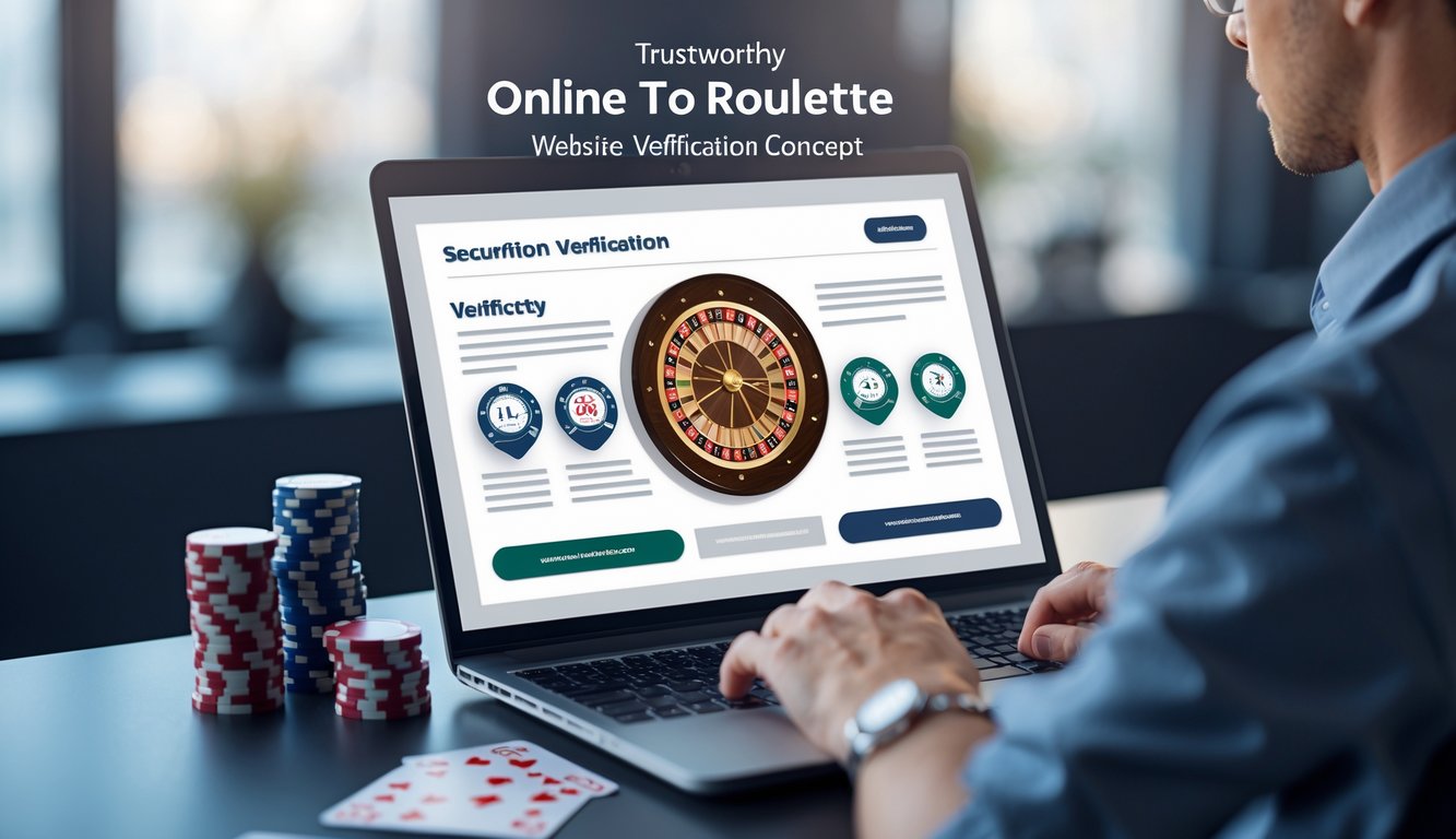 Seseorang sedang menggunakan laptop dengan tampilan situs roulette online yang menunjukkan proses verifikasi keamanan.