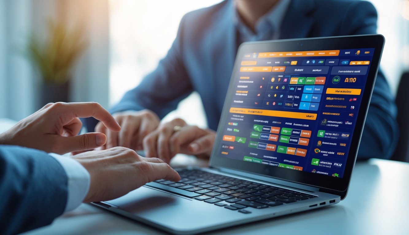 Seseorang menggunakan laptop dan ponsel untuk bermain taruhan online dengan berbagai pilihan permainan interaktif.