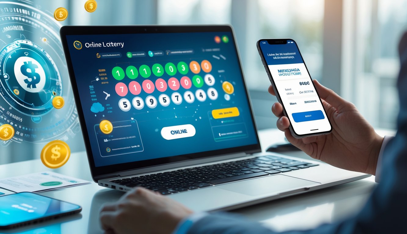Seseorang menggunakan laptop dan ponsel untuk melakukan transaksi penarikan dana instan pada permainan togel online.