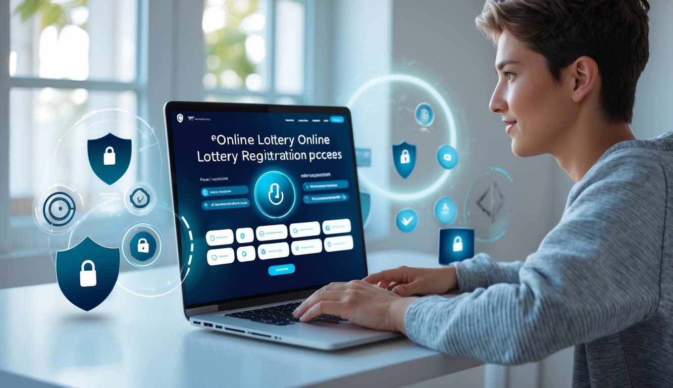 Seseorang sedang menggunakan laptop di meja kerja yang rapi untuk mendaftar di platform togel online yang aman dan lengkap.