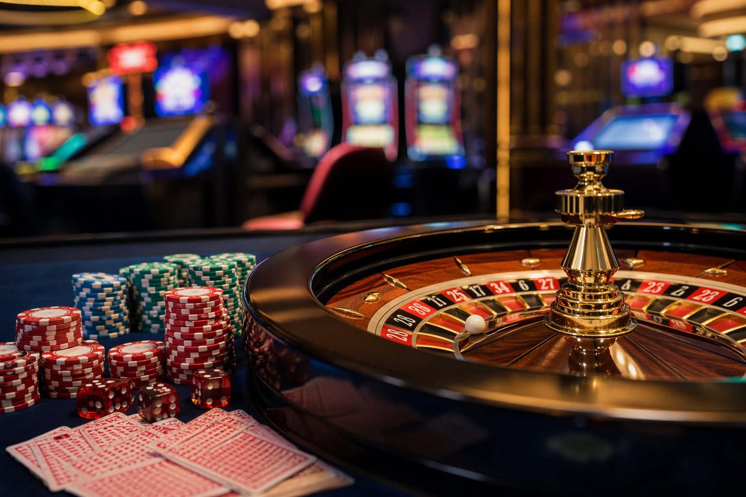 A Desktop Computer Screen Showing A Colorful Selection Of Online Casino Games In A Modern Gaming Lounge Setting.