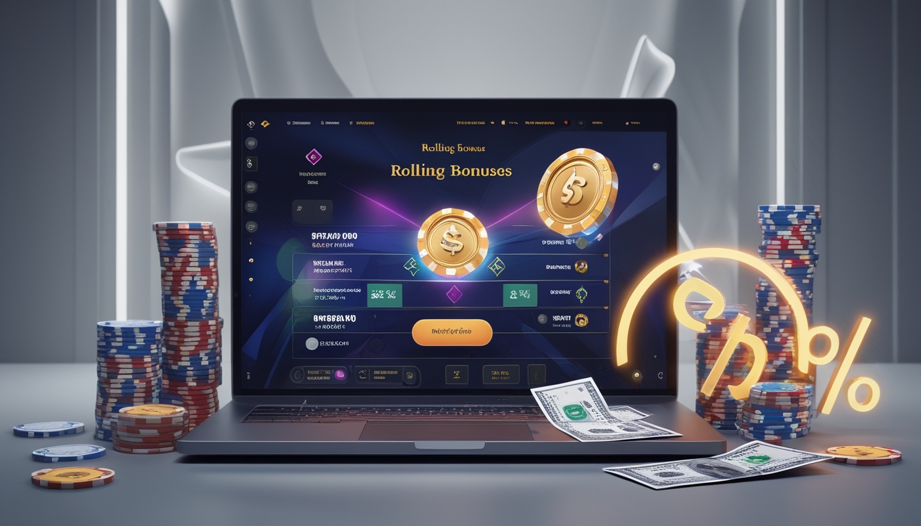 Seorang pemain duduk di depan komputer dengan tampilan permainan poker online dan tumpukan chip poker di meja.