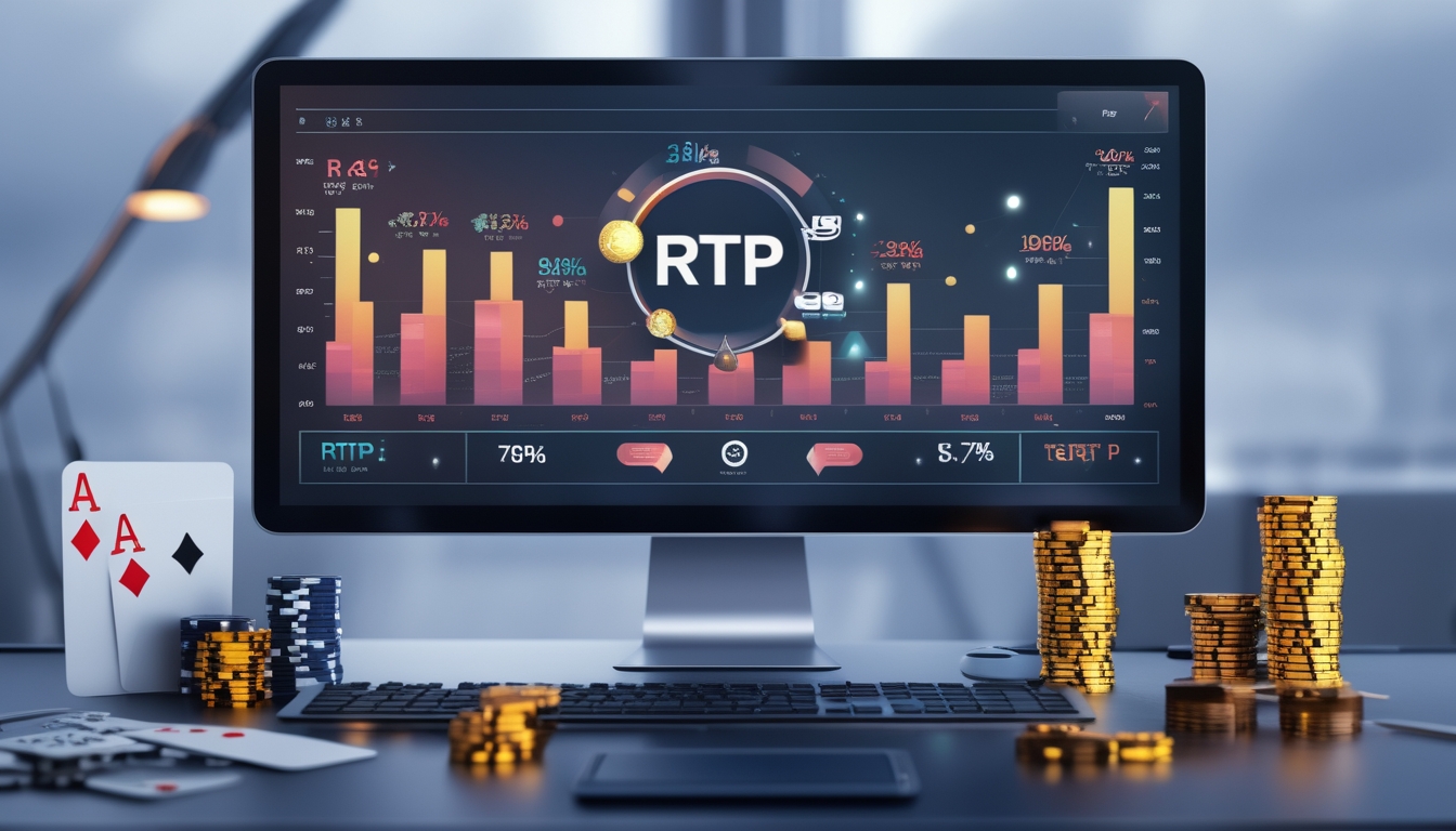 Seorang profesional duduk di depan komputer dengan grafik dan chip poker di meja, menggambarkan analisis peluang menang dalam permainan online.