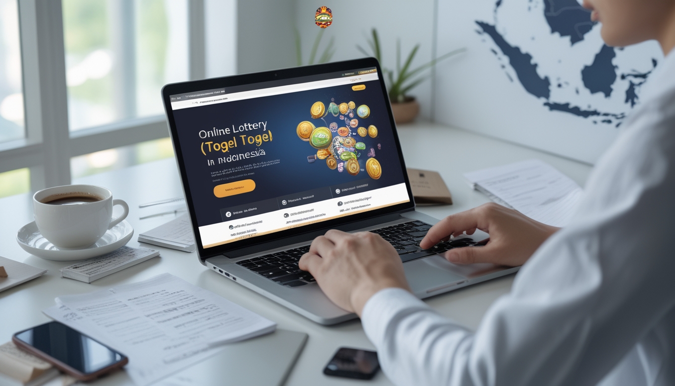 Seorang pria atau wanita sedang menggunakan laptop di meja kerja dengan catatan dan ponsel, menunjukkan aktivitas belajar tentang situs togel online terpercaya di Indonesia.