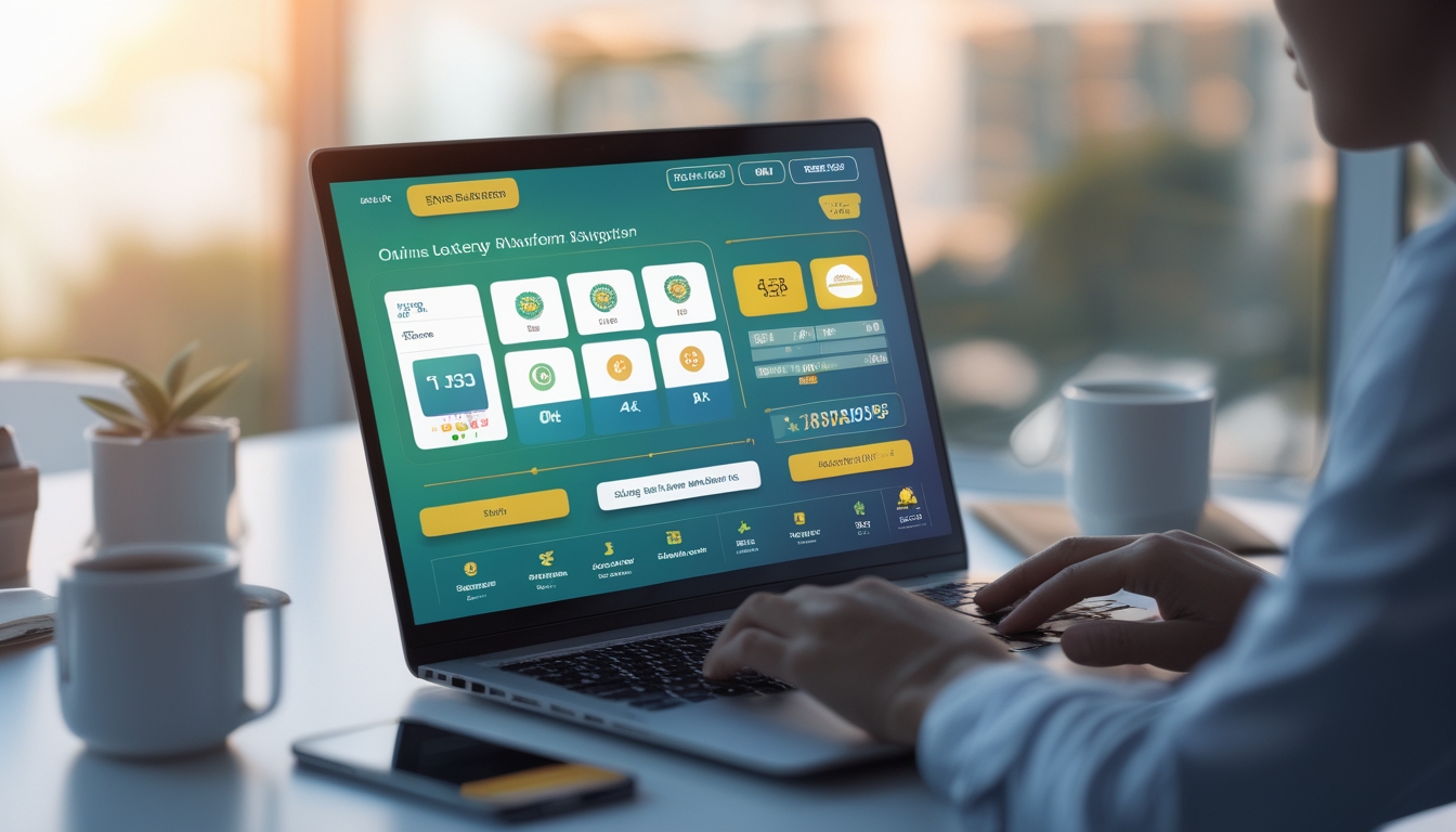 Seseorang menggunakan laptop di meja kerja dengan suasana yang rapi dan aman, menampilkan platform togel online yang terpercaya.
