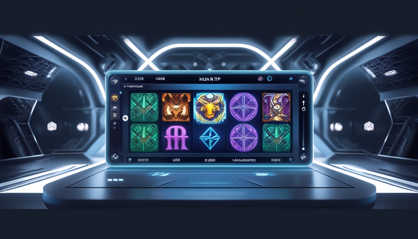 Tampilan antarmuka permainan slot online dengan tema mitologi Norse dan simbol-simbol kuno yang berwarna-warni di layar komputer.