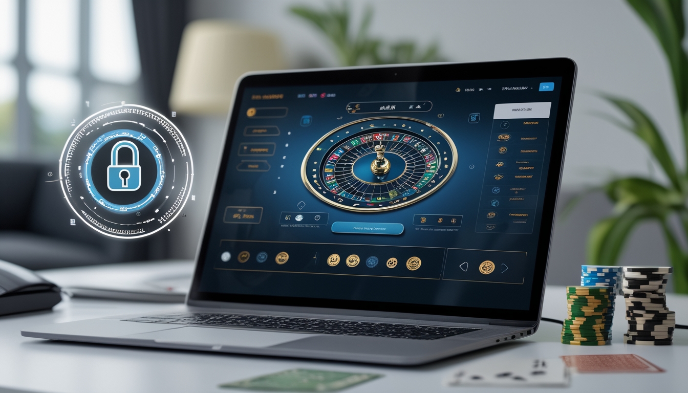 Seorang pemain menggunakan komputer untuk bermain baccarat online dengan suasana yang aman dan terpercaya.