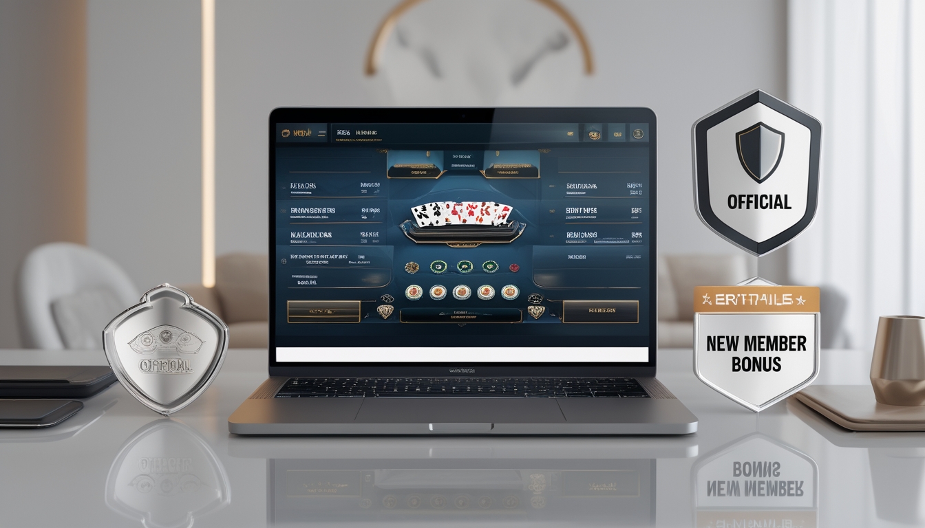 Seorang pengguna sedang bermain baccarat online di komputer dengan tampilan antarmuka permainan dan simbol keamanan di sekitar layar.