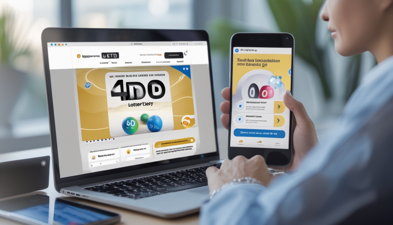 Seseorang menggunakan laptop dan ponsel di meja kerja yang rapi dengan tampilan antarmuka situs togel online 4D yang terpercaya.