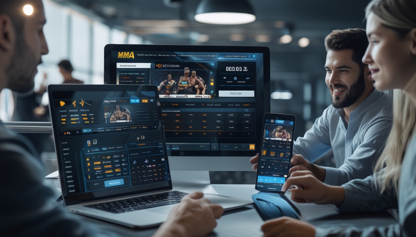 Beberapa orang menggunakan perangkat digital untuk menonton dan memasang taruhan langsung pada pertandingan MMA.