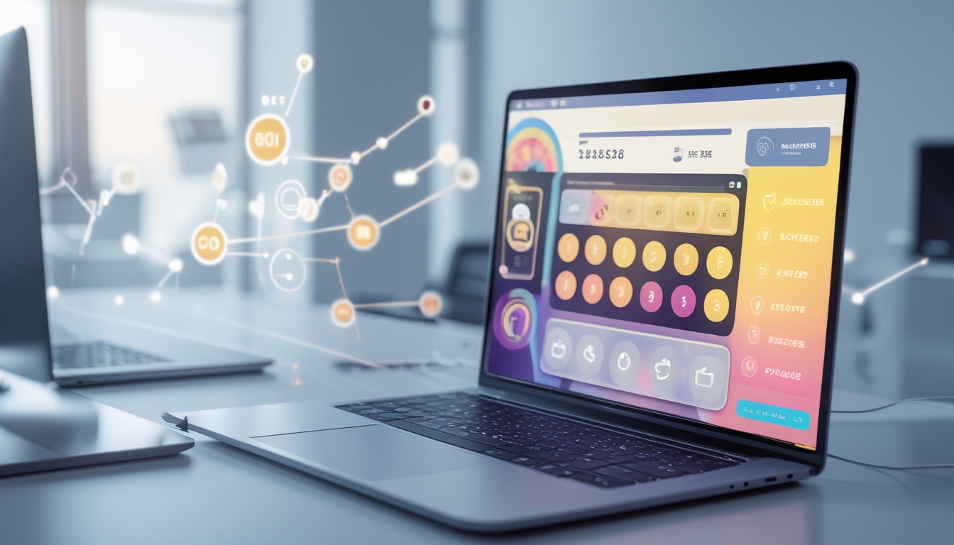 Seseorang menggunakan laptop atau ponsel pintar dengan tampilan antarmuka lotere online di meja kerja yang rapi dan modern.