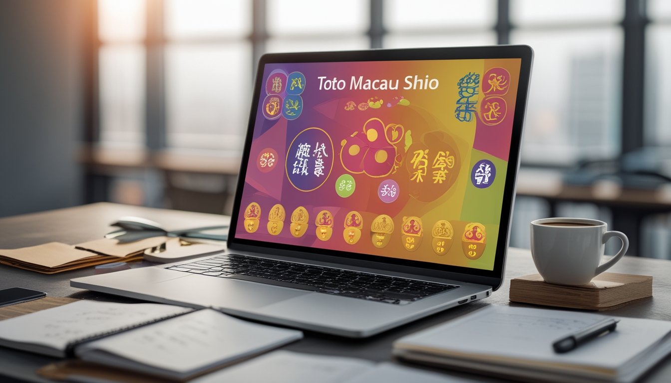 Meja kerja dengan laptop, catatan, dan kopi yang menunjukkan suasana belajar tentang Toto Macau Shio.