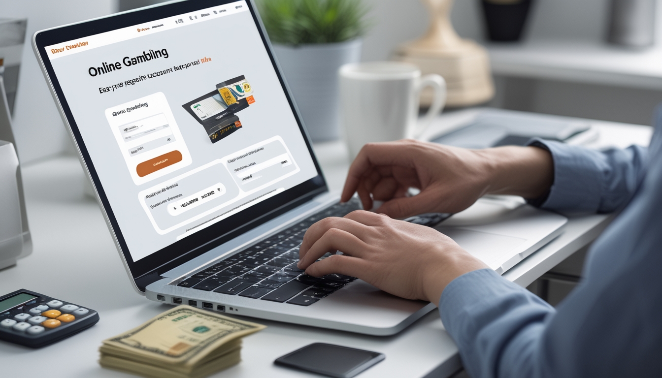 Seseorang menggunakan laptop dan ponsel di meja kerja untuk mendaftar akun Ceme online dengan suasana terang dan rapi.