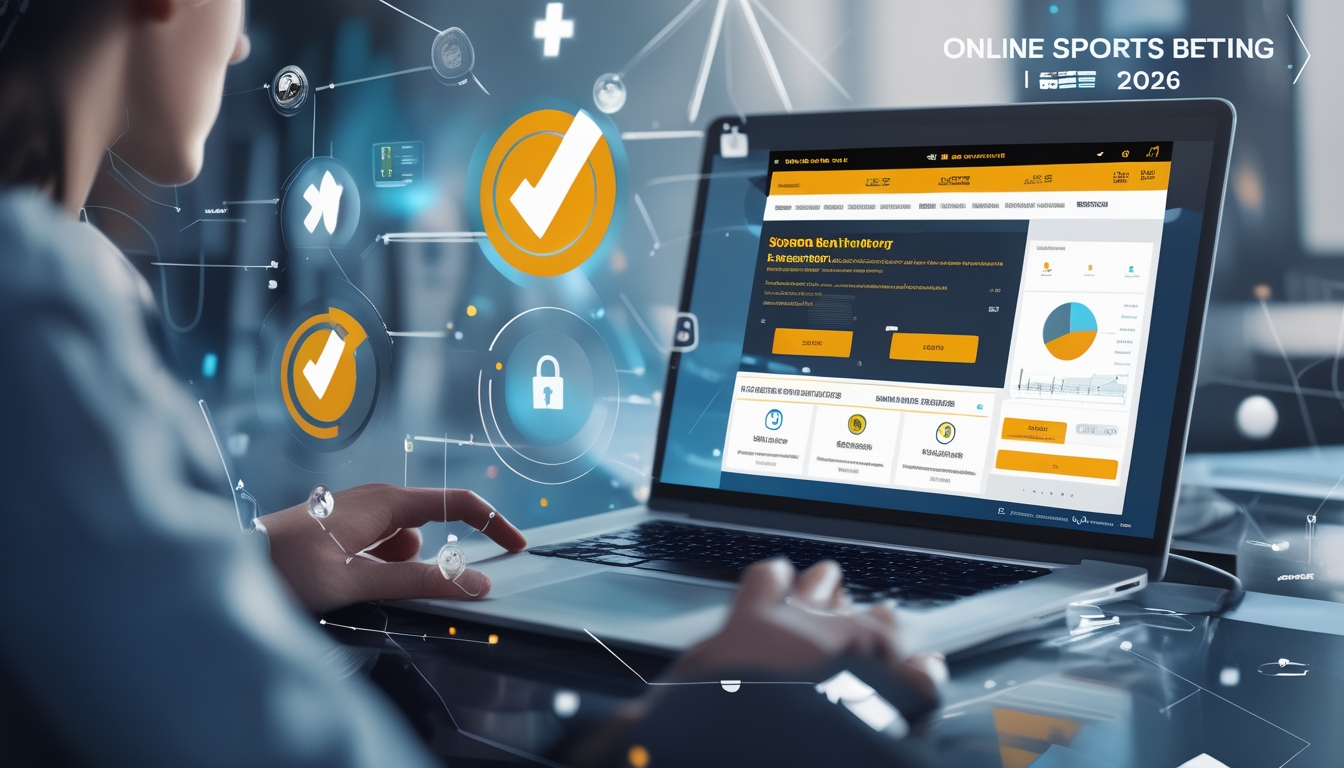 Seseorang menggunakan laptop dengan tampilan situs taruhan olahraga online yang aman dan terpercaya di meja kerja modern.