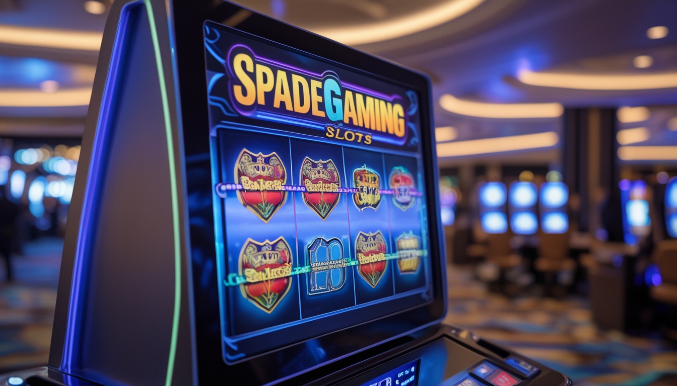 Suasana kasino modern dengan mesin slot digital yang menampilkan grafik warna-warni, pemain santai di latar belakang, menunjukkan pengalaman permainan yang stabil dan menyenangkan.
