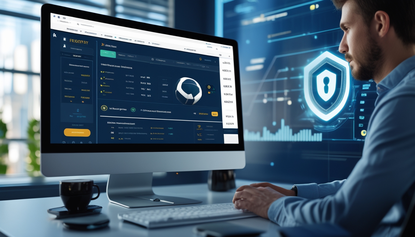Seseorang menggunakan komputer dengan tampilan situs taruhan bola online yang menampilkan statistik pertandingan sepak bola dan informasi taruhan.