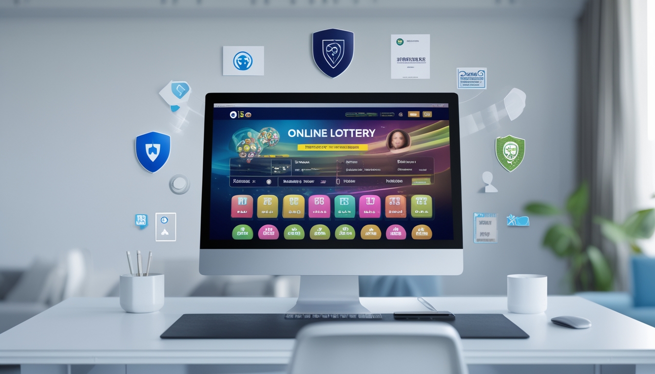 Seorang pengguna duduk di depan komputer dengan layar menampilkan platform togel online, di ruang kerja yang rapi dan terang.