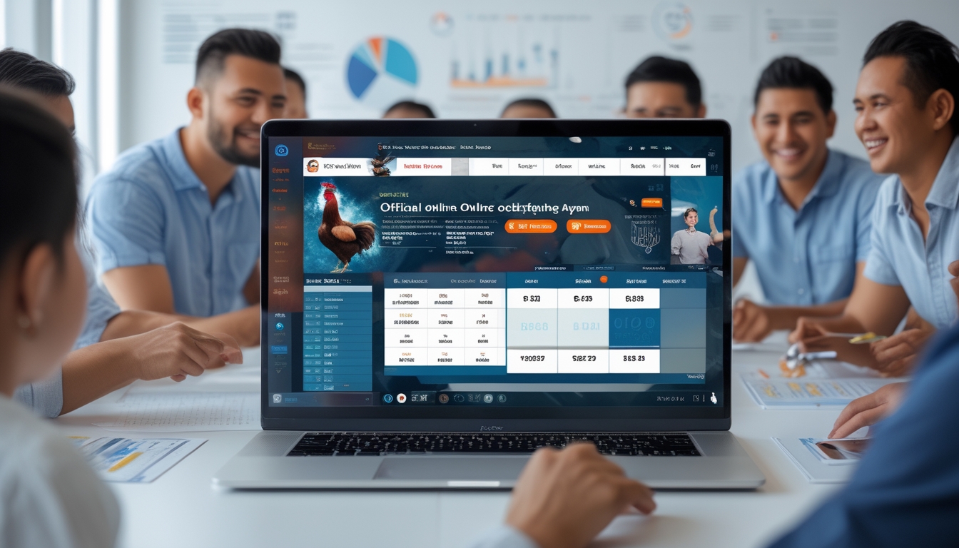 Orang-orang menggunakan komputer dengan tampilan platform sabung ayam online resmi yang menunjukkan berbagai pasar taruhan dan pembaruan waktu nyata.