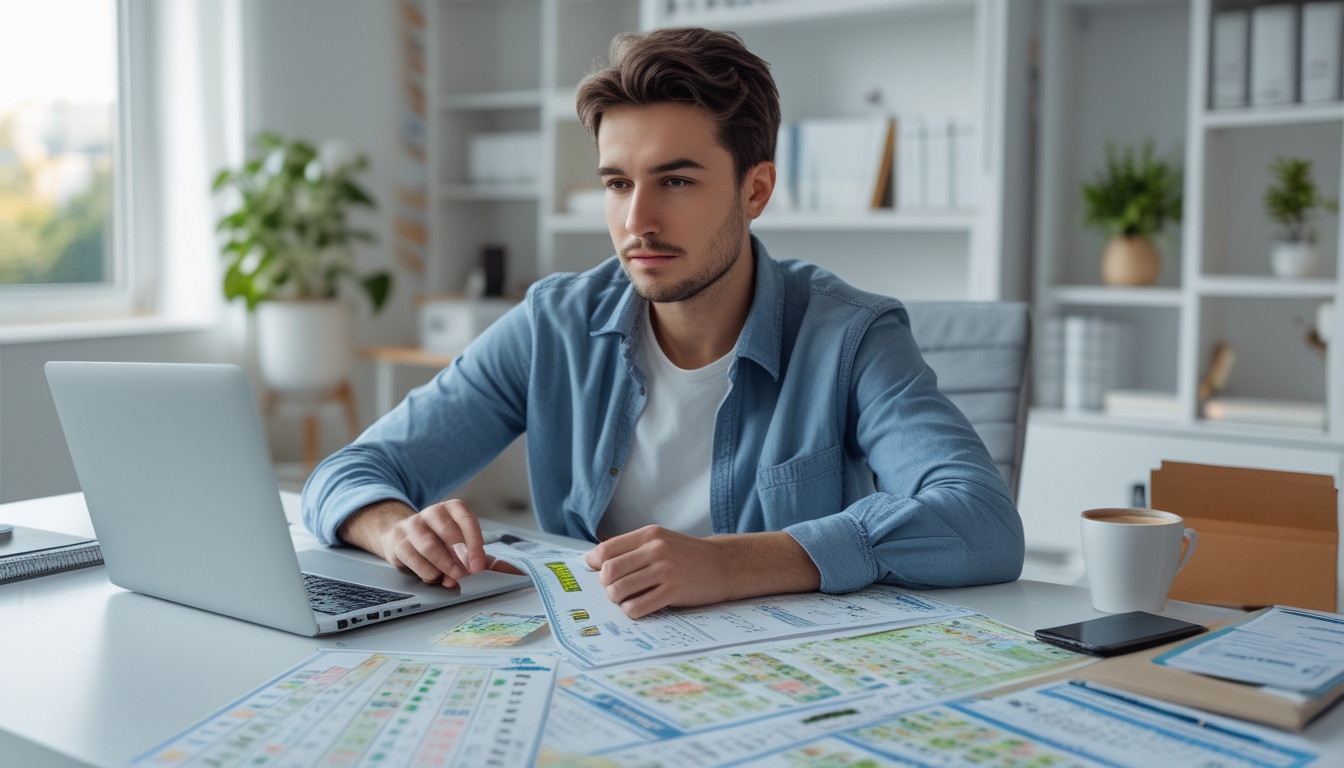 Seseorang duduk di meja kerja dengan laptop dan bahan terkait togel, terlihat fokus dan serius dalam suasana ruang kerja yang terang dan rapi.