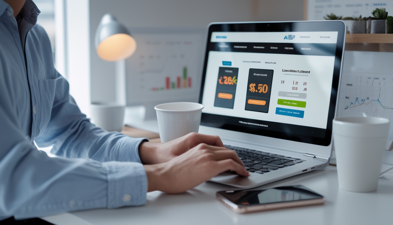 Seorang pemula sedang menggunakan laptop di meja kerja yang rapi untuk mengakses situs slot online dengan suasana yang nyaman dan percaya diri.