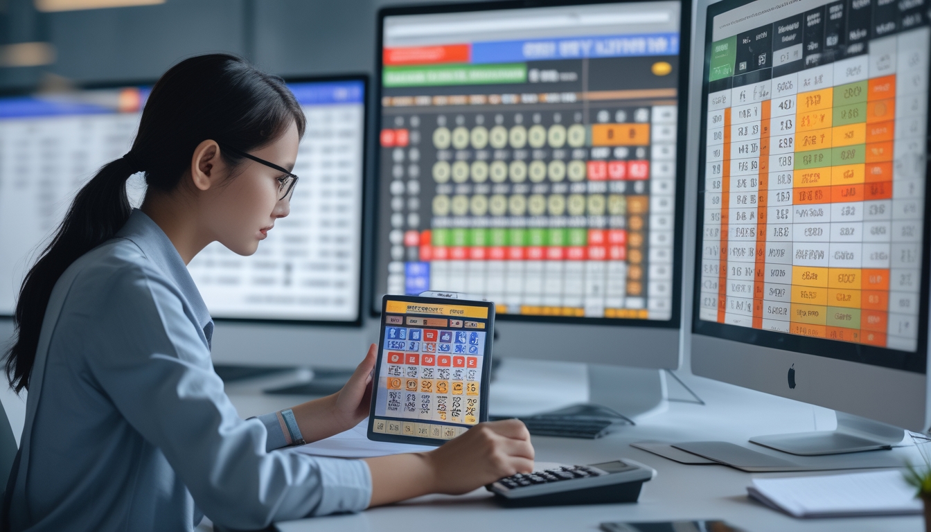 Seseorang sedang memeriksa data angka togel di depan komputer dengan suasana kantor yang rapi dan pencahayaan alami.