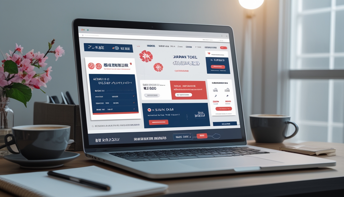 Tampilan layar komputer yang menampilkan situs togel Jepang dengan suasana ruang kerja minimalis dan profesional.