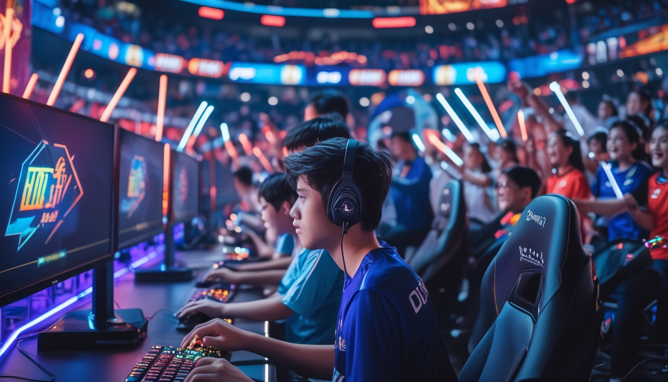 Arena esports yang ramai dengan pemain muda dan penonton yang antusias di Asia Tenggara pada tahun 2026.