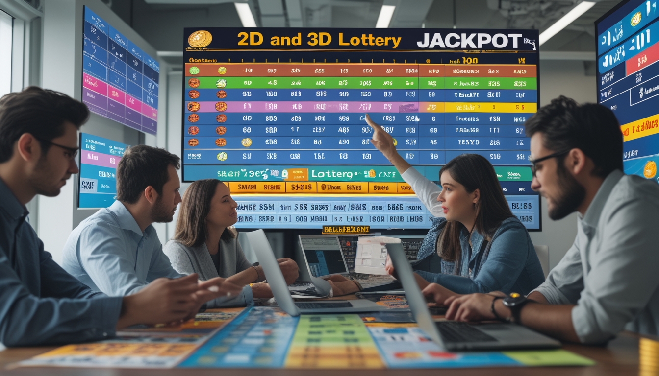 Sekelompok orang sedang menganalisis tiket dan grafik togel di ruang kantor modern.