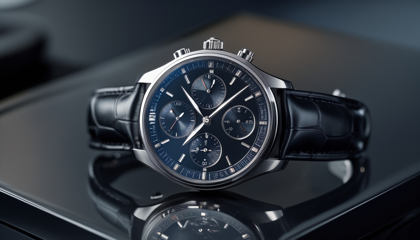 Foto jam tangan mewah IWC Schaffhausen dari koleksi terbaru Watches and Wonders 2026 yang ditampilkan di atas permukaan gelap dengan pencahayaan lembut.