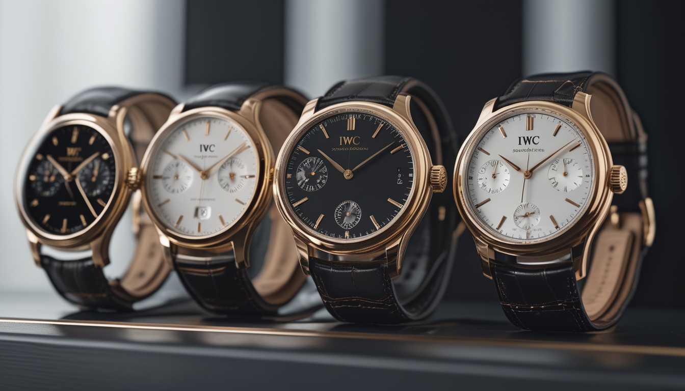 Beberapa jam tangan mewah IWC Schaffhausen edisi terbatas 2026 disusun rapi di atas permukaan kayu gelap dengan pencahayaan lembut yang menonjolkan detailnya.