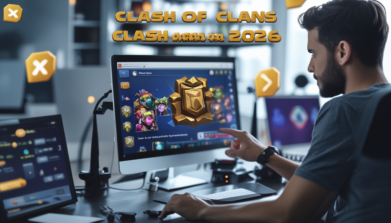 Seorang pemain sedang fokus bermain Clash of Clans dengan layar menampilkan lambang Legend League dan elemen permainan di sekitar.