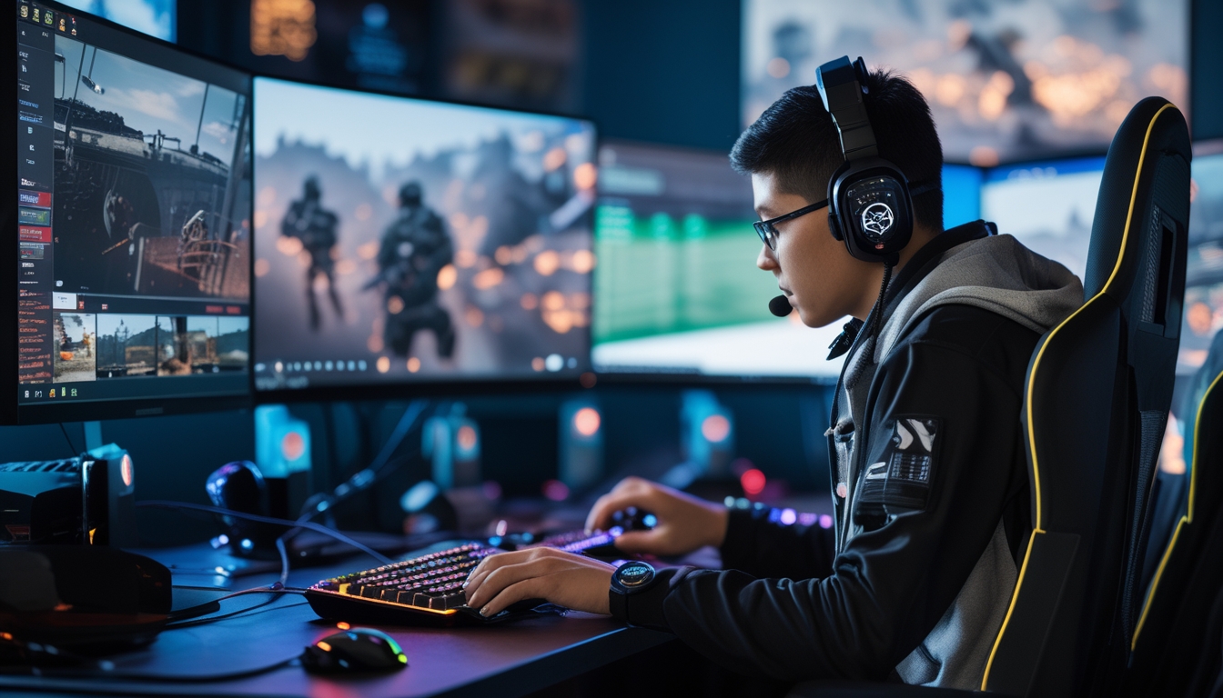 Dua pemain game sedang bermain Rainbow Six Siege dengan satu bertugas bertahan di tempat dan satu bergerak aktif di peta.