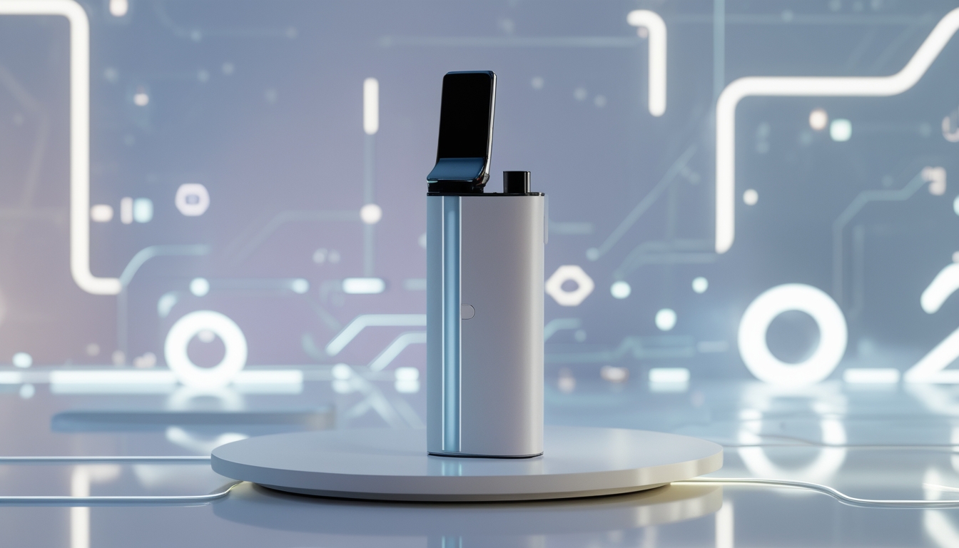 Perangkat vapor modern terbaru tahun 2026 yang hemat energi dan tahan lama diletakkan di atas permukaan bersih dengan latar belakang teknologi futuristik.