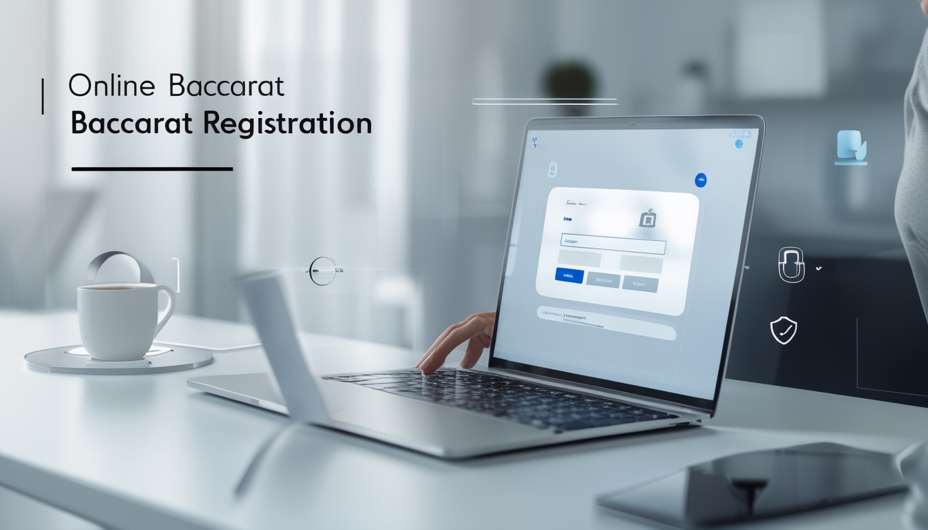 Seseorang menggunakan laptop di meja kerja dengan suasana yang tenang dan aman, menandakan proses pendaftaran baccarat online yang mudah dan terpercaya.