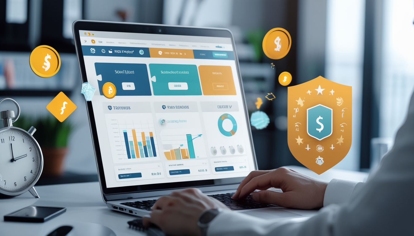 Seseorang menggunakan laptop di kantor modern dengan layar menampilkan situs togel online yang aman dan cepat membayar.