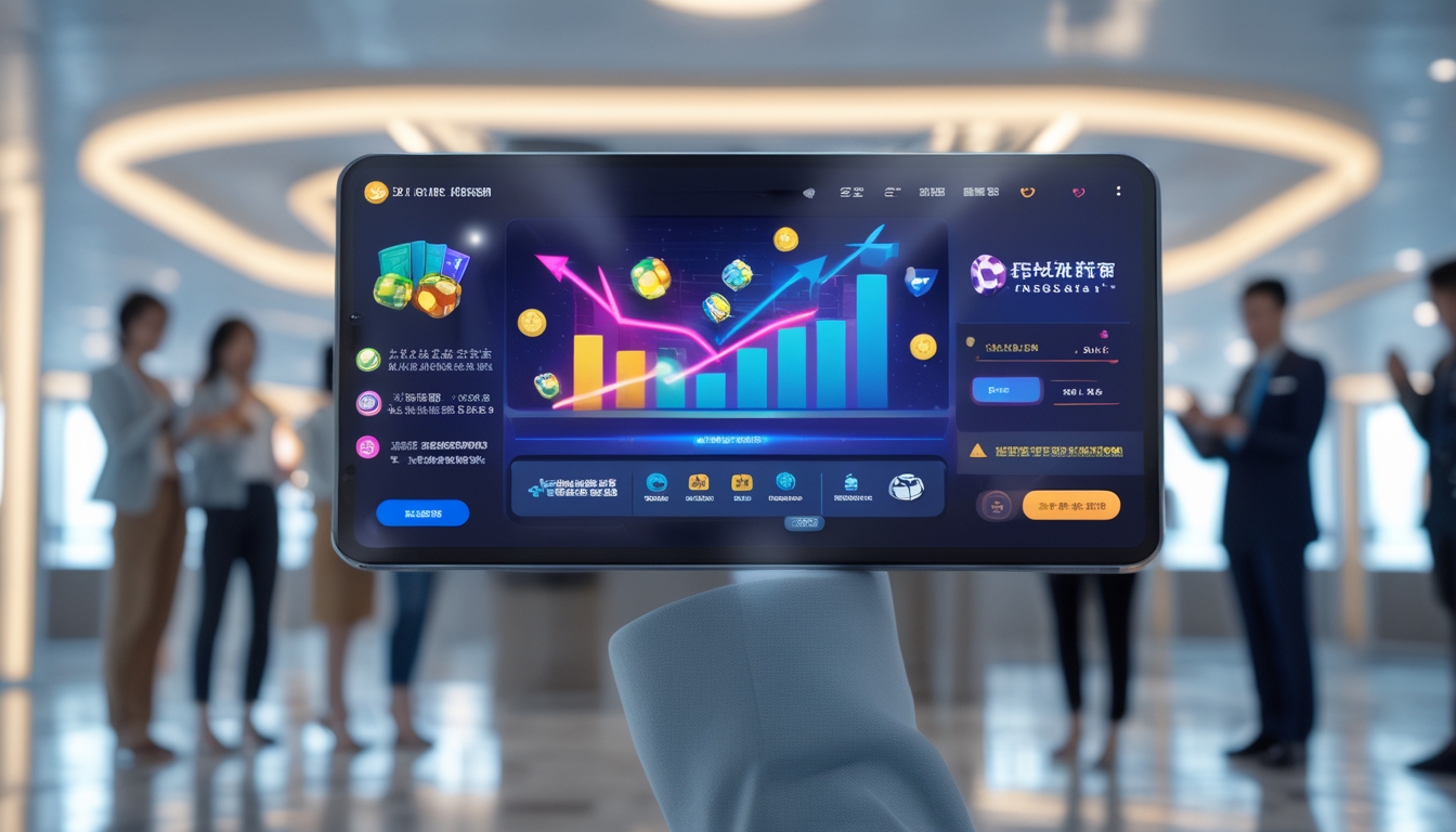 Sekelompok orang menggunakan perangkat digital di lingkungan modern dengan grafik warna-warni yang menggambarkan fitur promo terbaru Bandar Toto Macau tahun 2026.