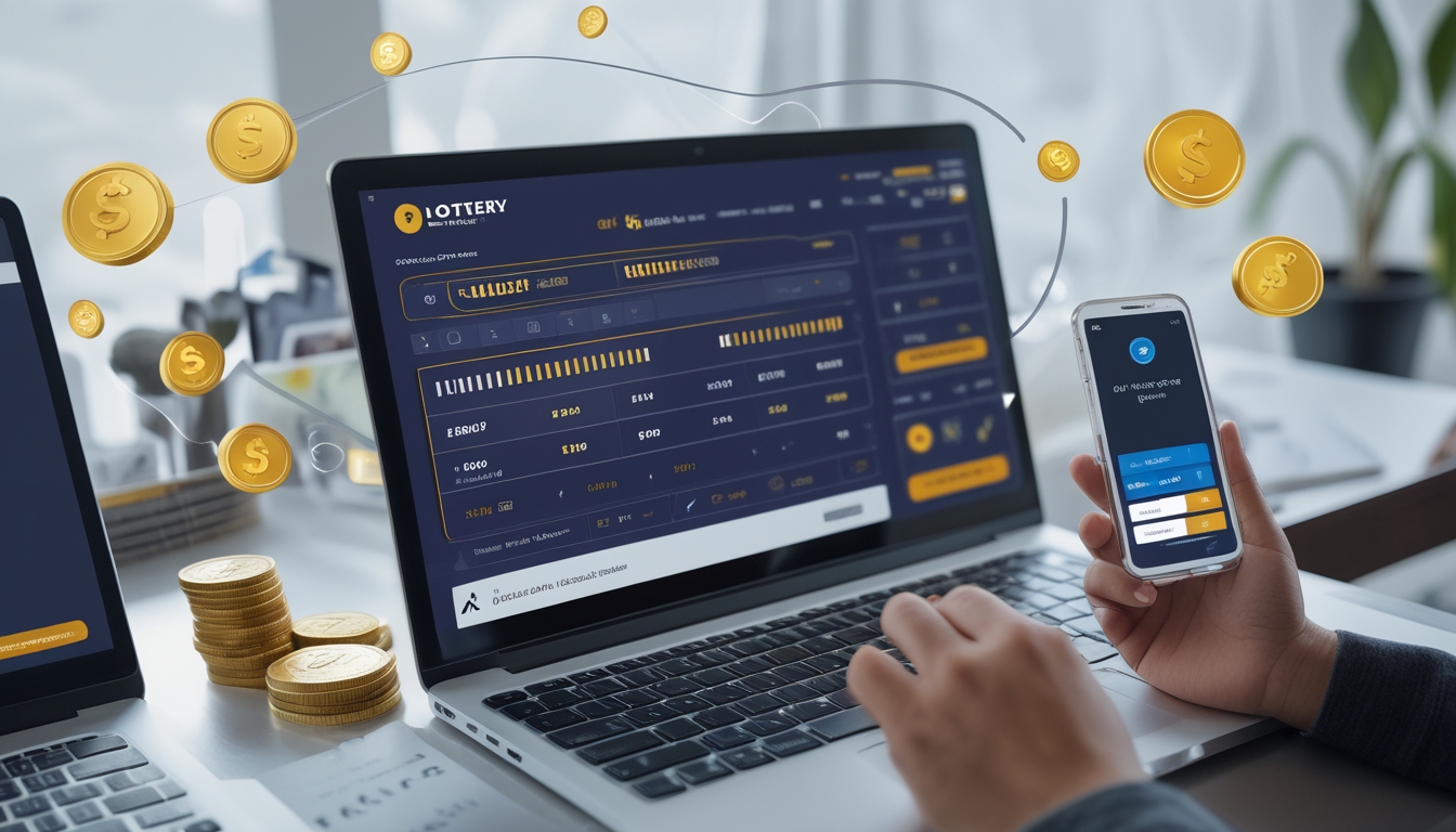 Seseorang menggunakan laptop dan ponsel untuk melakukan transaksi deposit dan withdraw pada situs togel online.