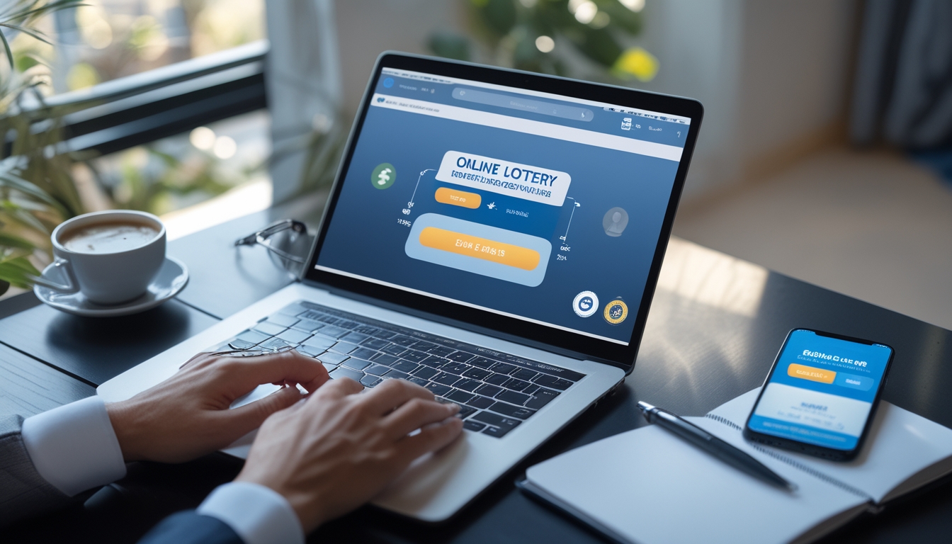 Meja kerja dengan laptop, ponsel, dan buku catatan yang menunjukkan persiapan sebelum melakukan deposit dan withdraw di platform togel online.