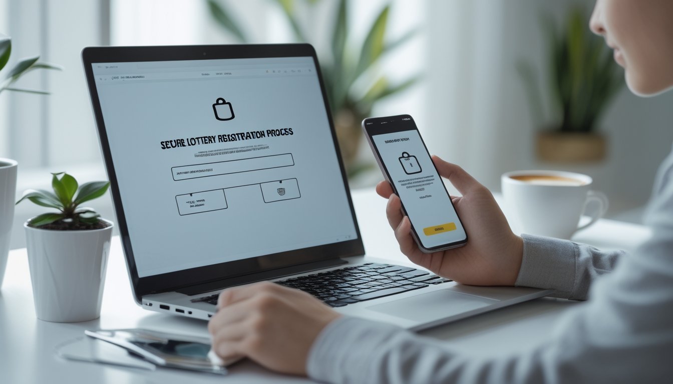 Seseorang sedang menggunakan laptop dan ponsel di meja kerja yang rapi untuk mendaftar togel online dengan suasana yang aman dan terpercaya.
