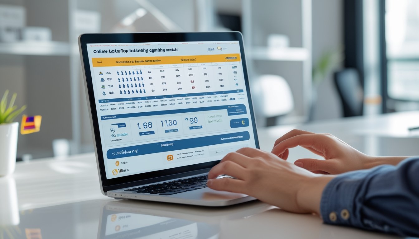 Seseorang menggunakan laptop di meja kerja dengan tampilan antarmuka platform togel online yang andal.