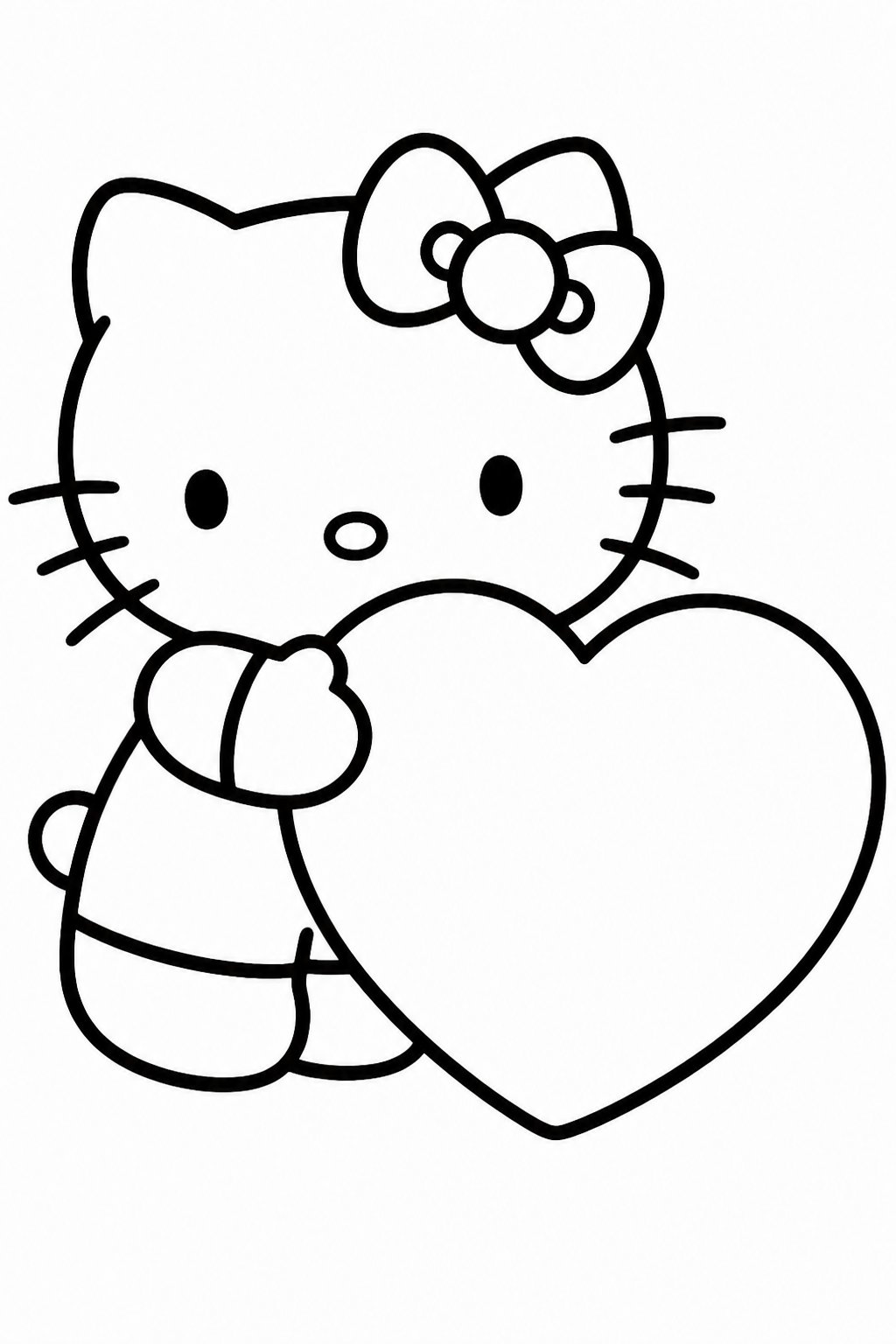 Hello Kitty hugging a large heart.