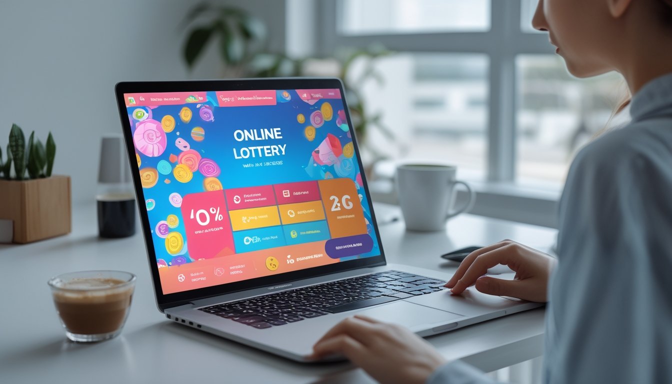Seorang dewasa muda duduk di meja kerja dengan laptop yang menampilkan situs togel online, tampak fokus dan santai.