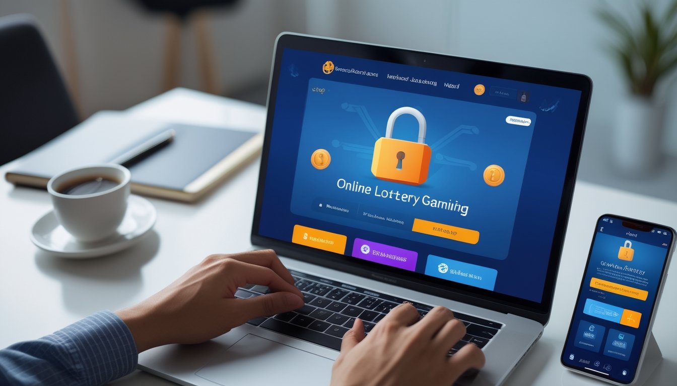 Orang menggunakan laptop dan smartphone untuk bermain togel online dengan suasana kerja yang rapi dan aman.