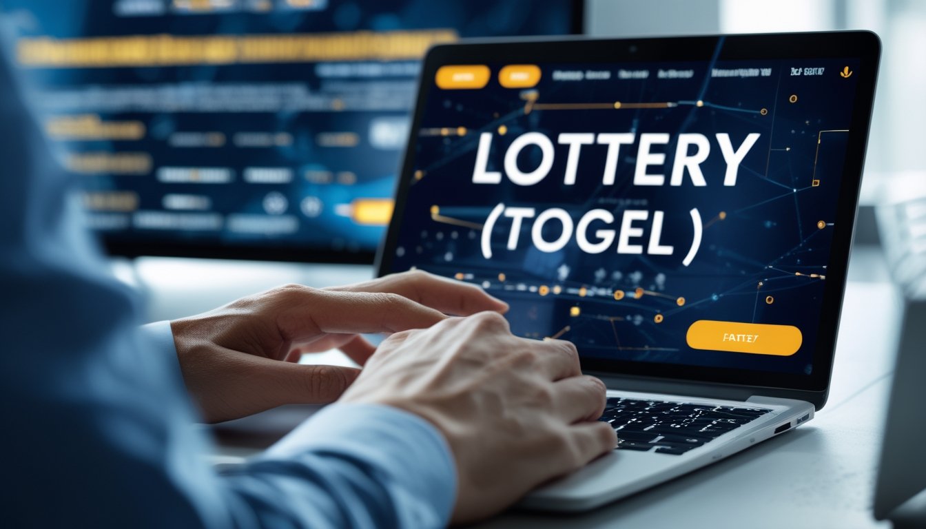 Seseorang menggunakan laptop atau ponsel dengan tampilan transaksi aman di layar, menggambarkan situs togel online terpercaya dan pembayaran cepat.