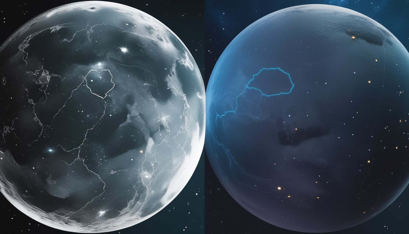 Perbandingan dua gambar Pluto, satu dari tahun 2015 dan satu lagi dari tahun 2026, menunjukkan perubahan permukaan dan atmosfer Pluto.