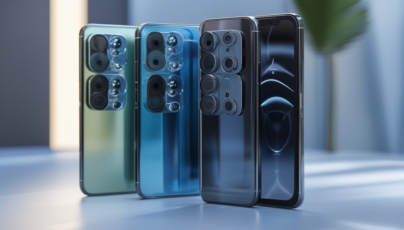 Beberapa smartphone terbaru dengan desain modern dan kamera canggih yang ditata rapi di atas permukaan datar.
