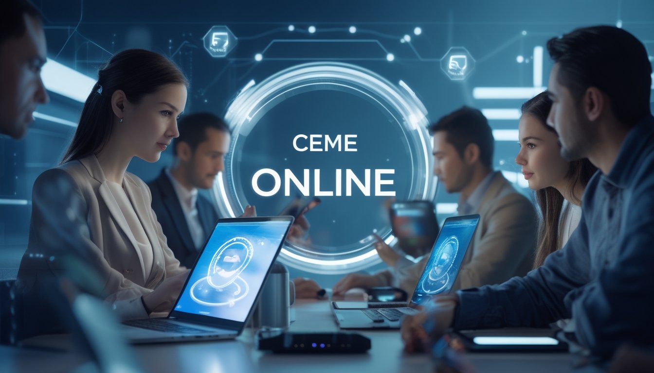 Orang-orang menggunakan perangkat digital di lingkungan yang modern dan aman untuk bermain Ceme Online.