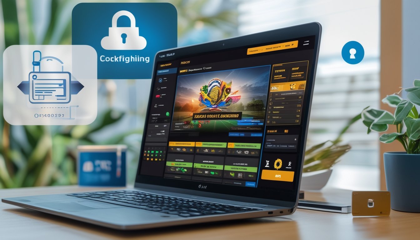 Seorang profesional menggunakan laptop dengan tampilan situs taruhan online Sabung Ayam yang terpercaya di Indonesia.