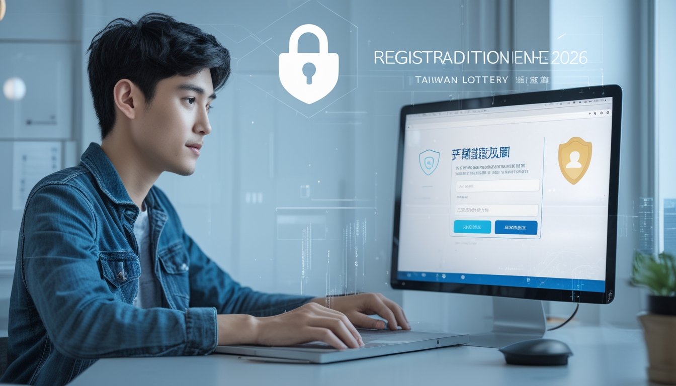 Seorang dewasa muda sedang menggunakan laptop untuk mendaftar secara online di situs togel Taiwan dengan suasana yang modern dan aman.