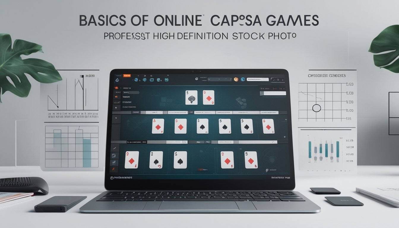 Seseorang sedang menggunakan laptop dengan tampilan permainan kartu Capsa online dan grafik analisis di sekitarnya.